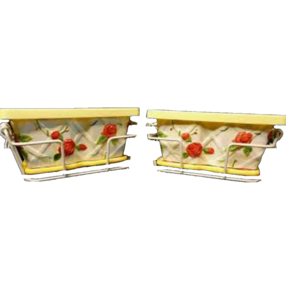 Yellow Old World Rose 8 Pc Set 2 Ceramic 1 QT Plates Lids Baskets